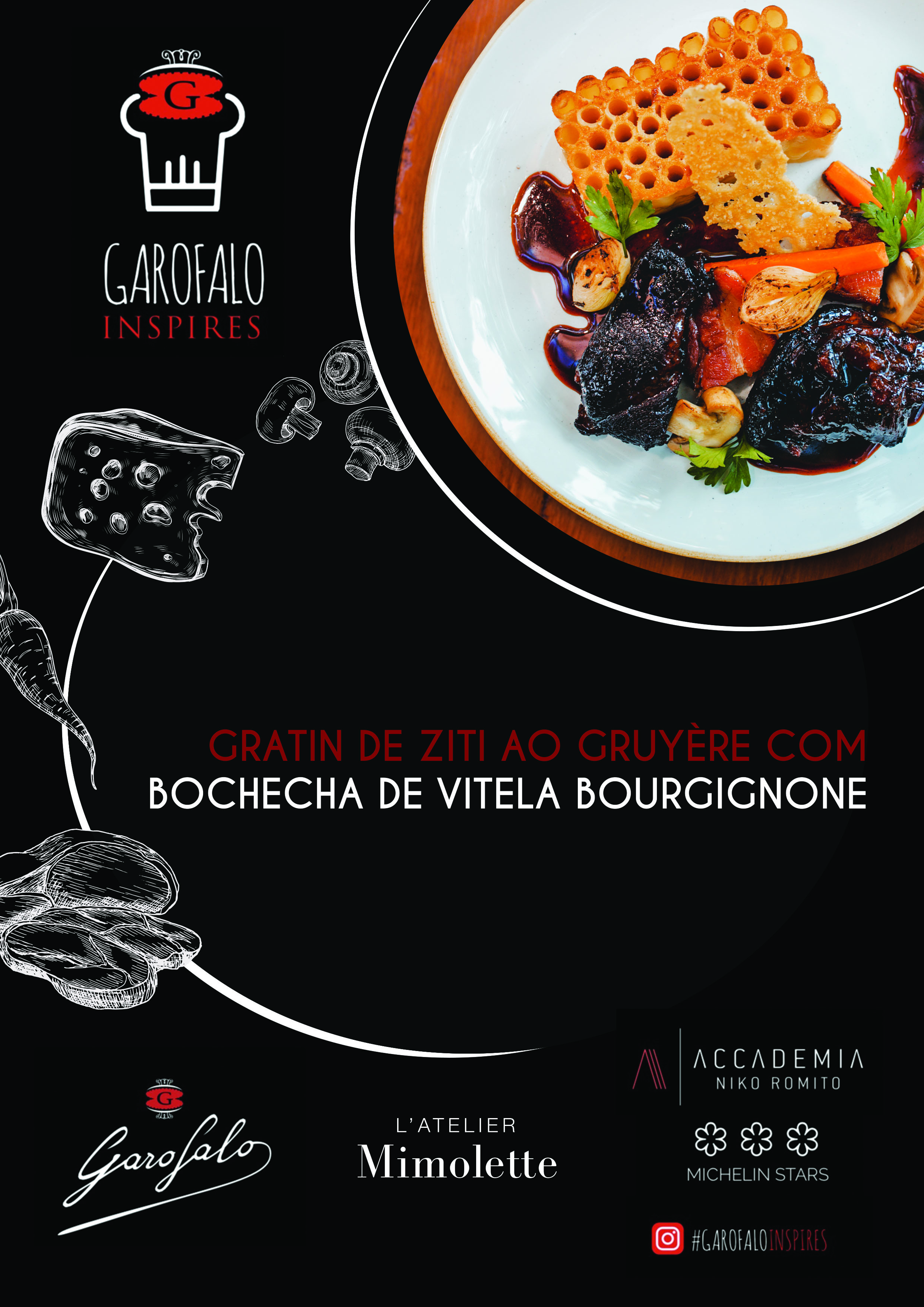 Garofalo - Bochecha bourgignone com gratin de ziti ao gruyère